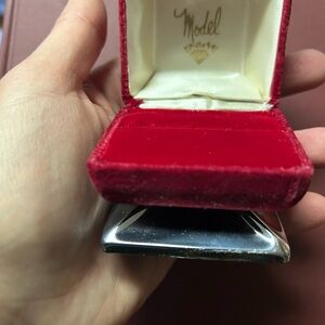 Red Velvet Jewelry Box with Silver Base